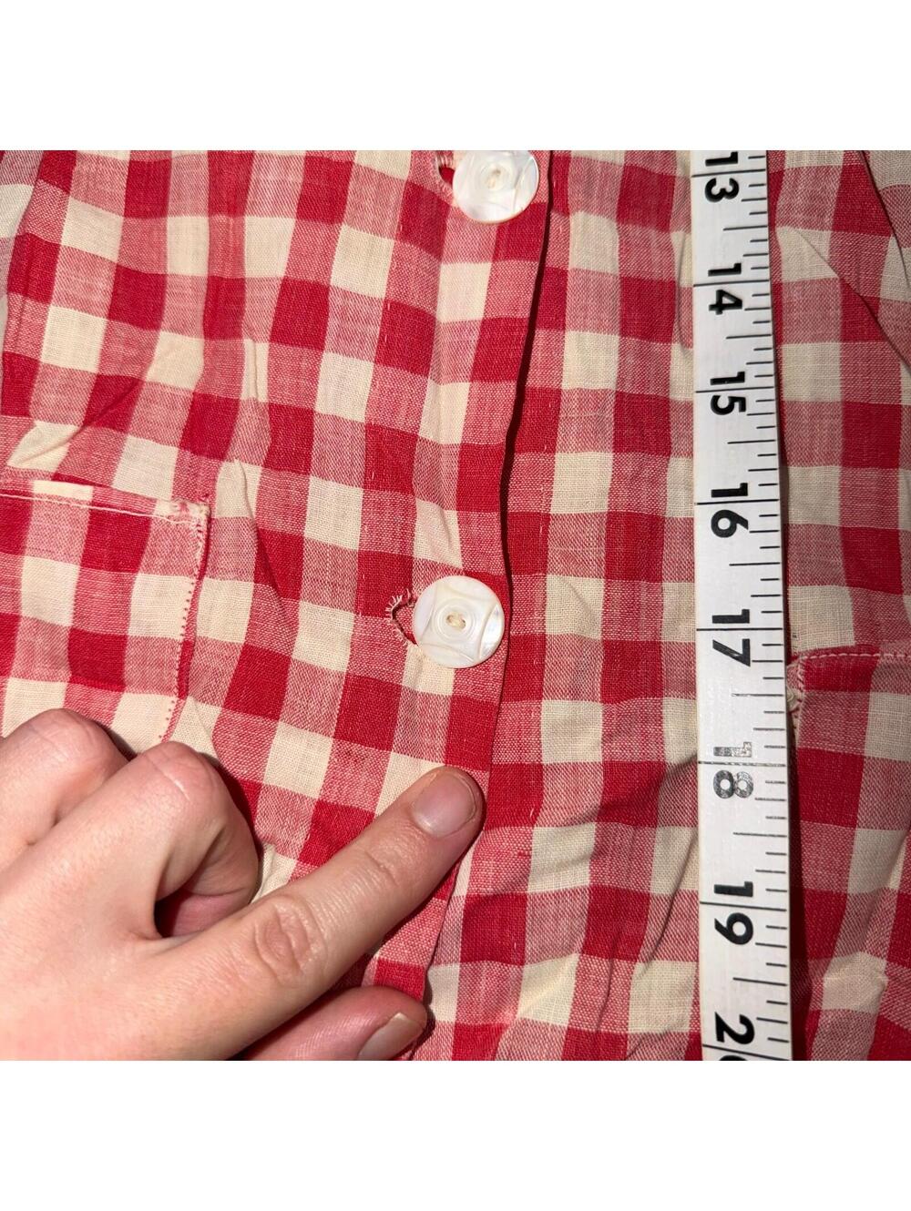 VTG 60s Red White Gingham Print Dress Eyelet Collar Picnic Sundress Rockabilly - Picture 5 of 15